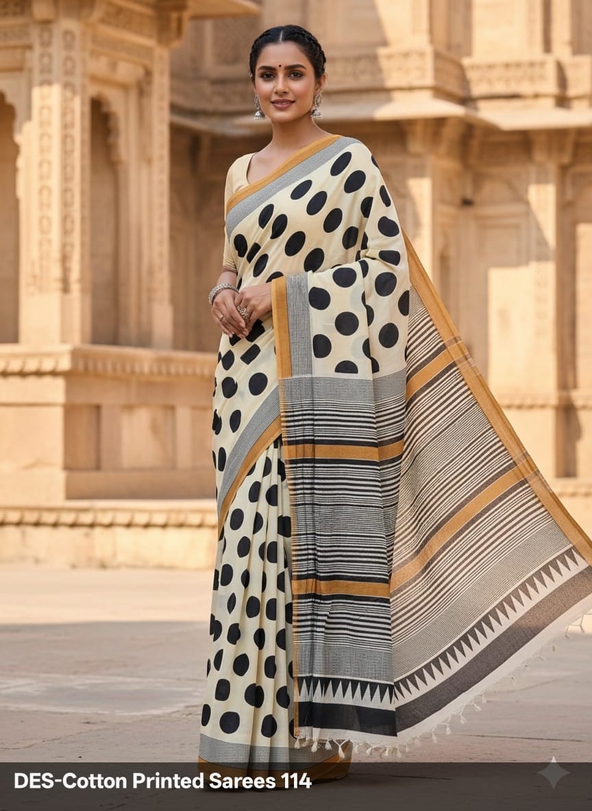 Soft & Lightweight Hand Block Printed Mulmul Cotton Saree