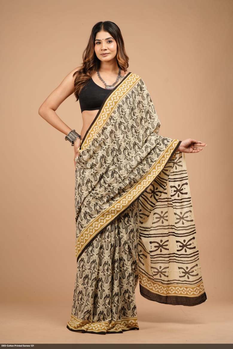 Soft & Lightweight Hand Block Printed Mulmul Cotton Saree