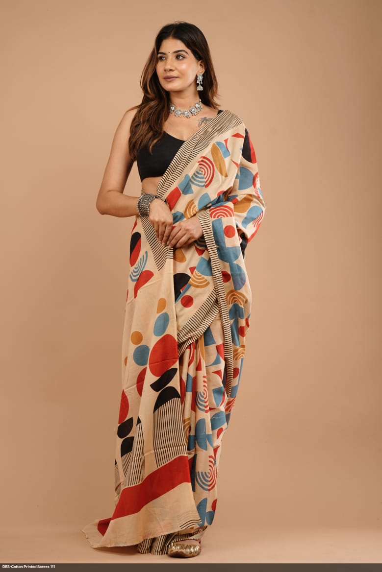 Soft & Lightweight Hand Block Printed Mulmul Cotton Saree