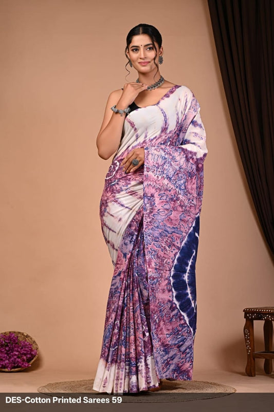 Soft & Lightweight Hand Block Printed Mulmul Cotton Saree