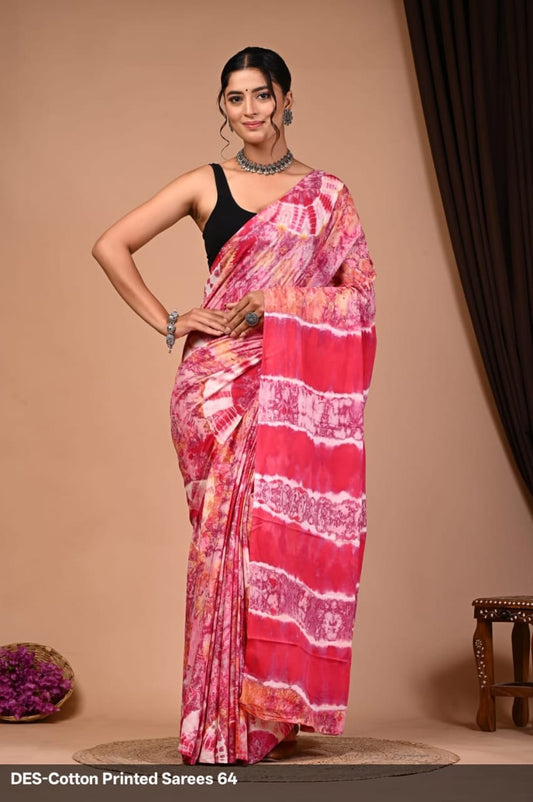 Soft & Lightweight Hand Block Printed Mulmul Cotton Saree