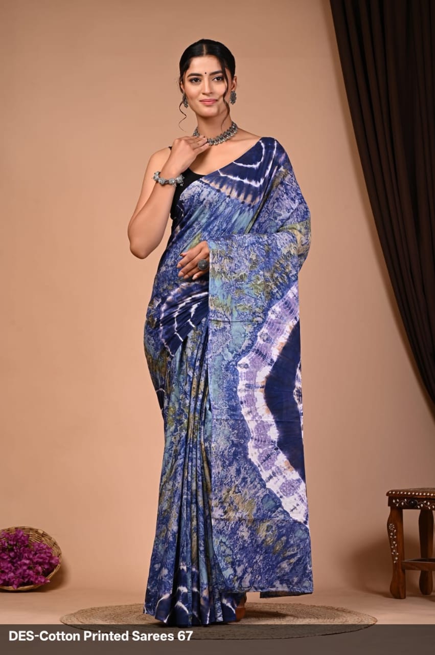 Soft & Lightweight Hand Block Printed Mulmul Cotton Saree