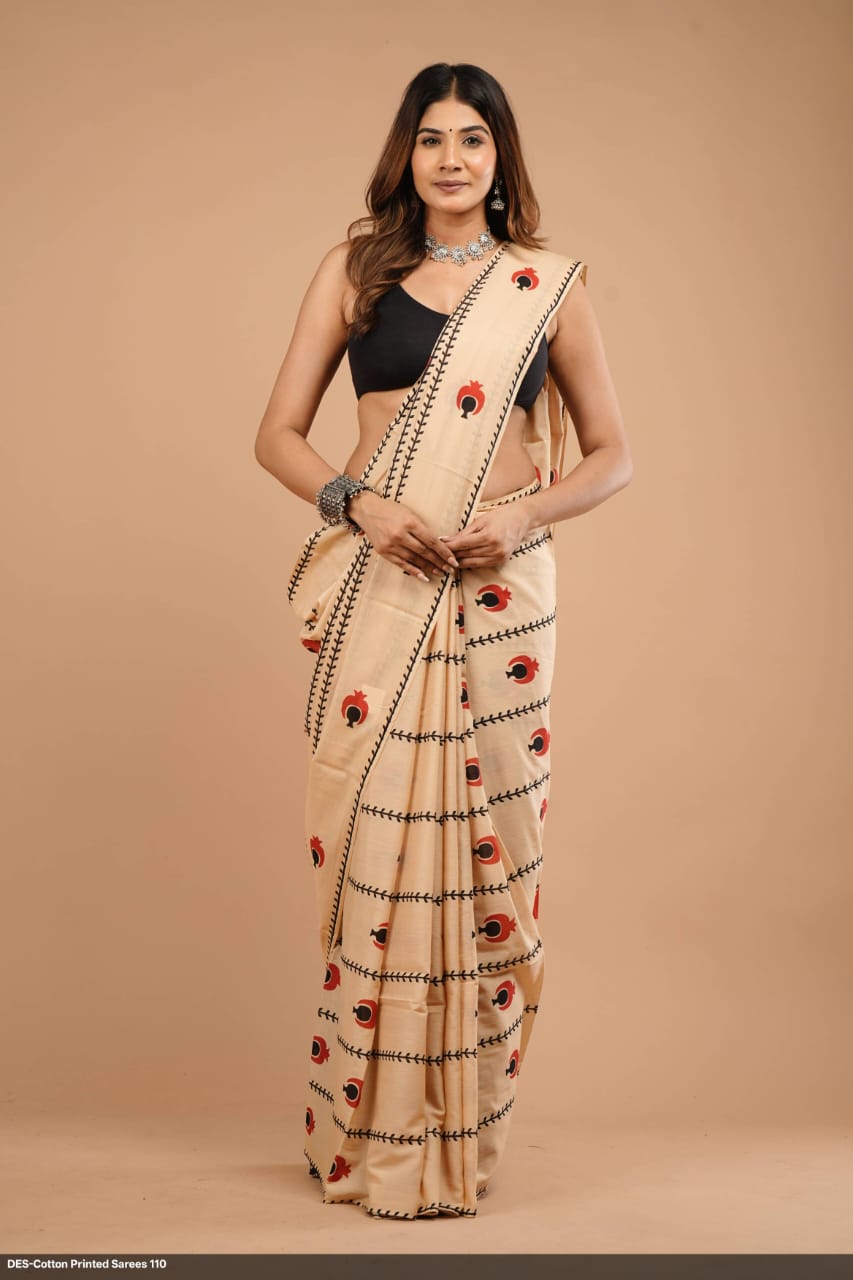 Soft & Lightweight Hand Block Printed Mulmul Cotton Saree