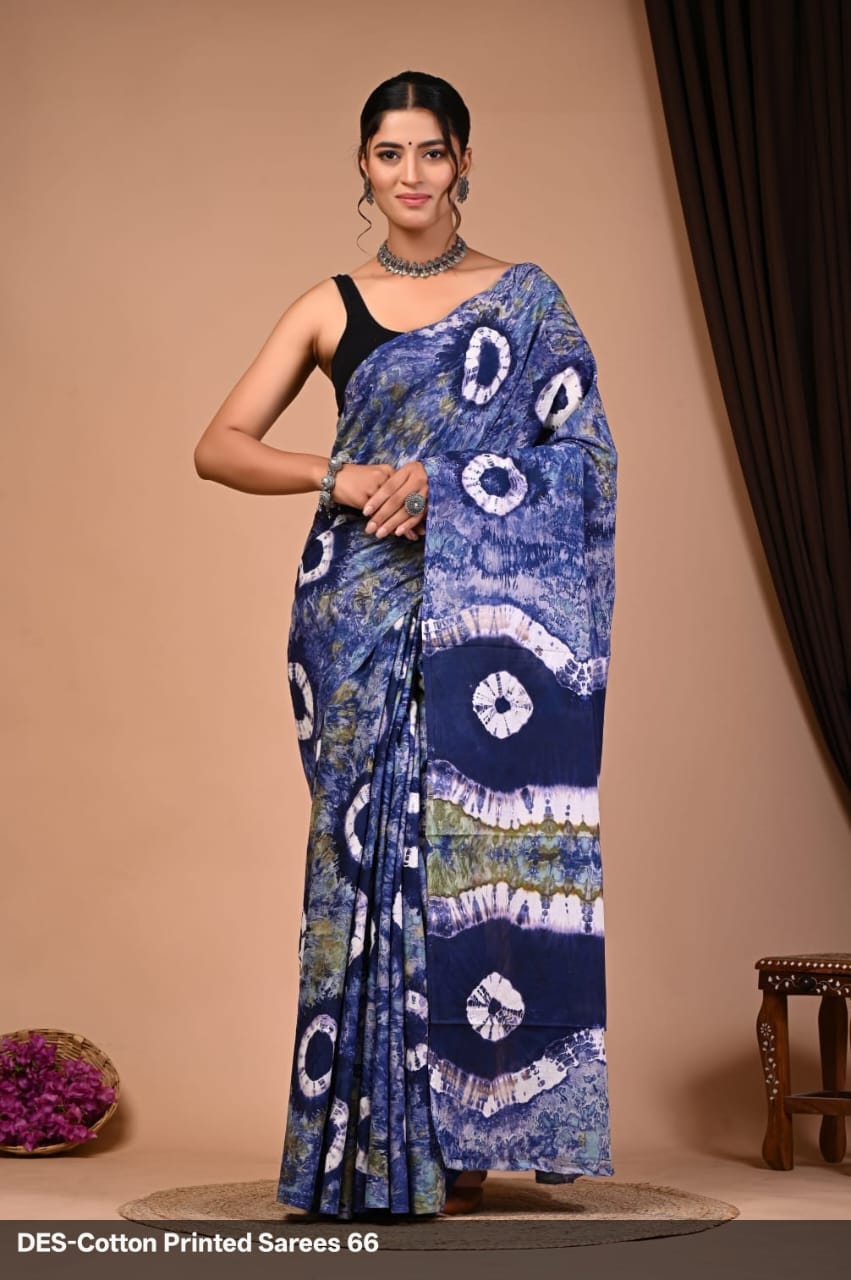 Soft & Lightweight Hand Block Printed Mulmul Cotton Saree