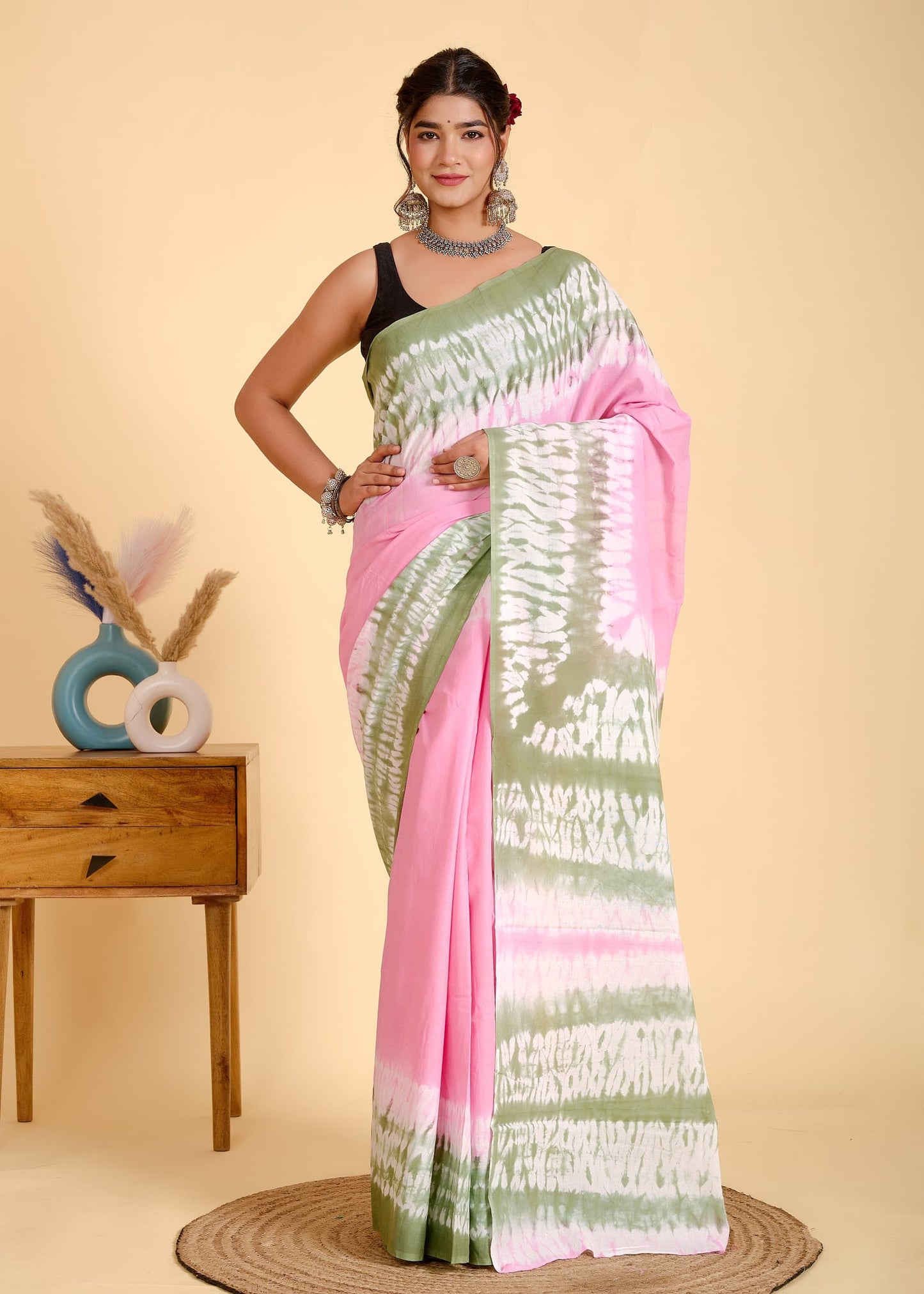 Bagru Cotton Hand Block Printed Saree With Blouse Piece