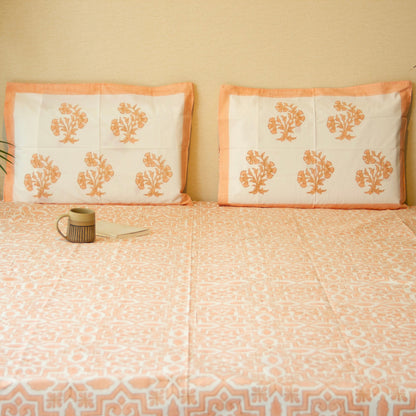 Peach Orchard Pure Cotton Super King Bedsheet by Heritagewear