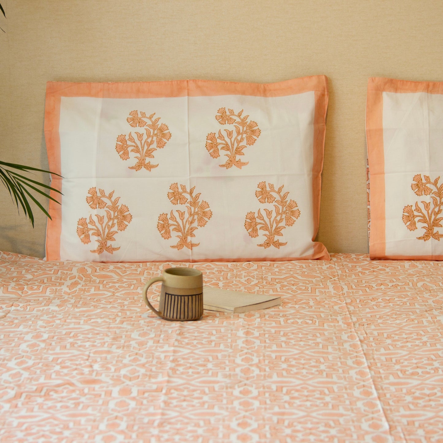 Peach Orchard pure cotton Super King bedsheet set by Heritagewear