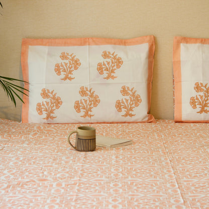 Peach Orchard pure cotton Super King bedsheet set by Heritagewear