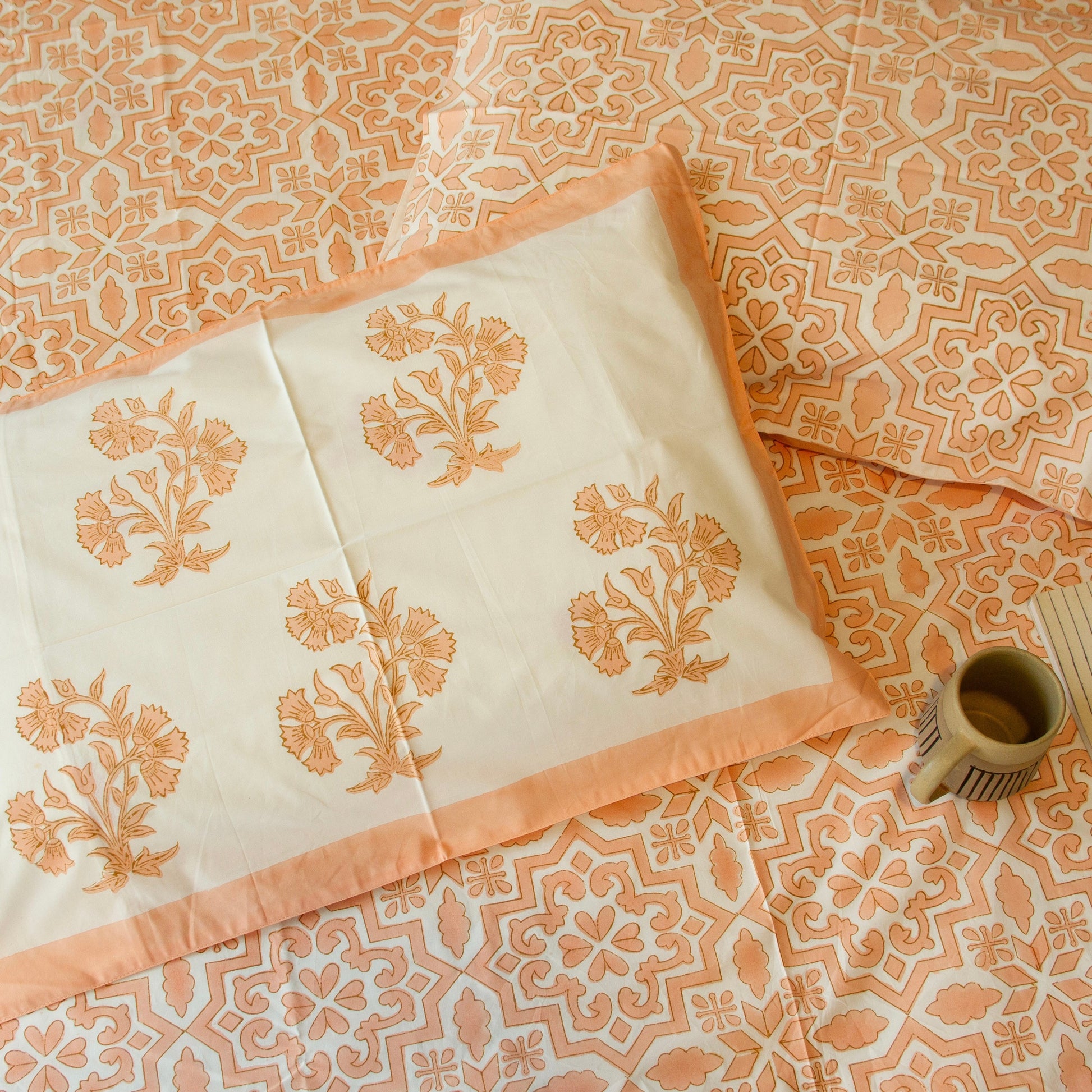 Peach Orchard Pure Cotton Super King Bedsheet by Heritagewear