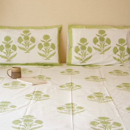Green Meadow Pure Cotton King Size Bedsheet Set
