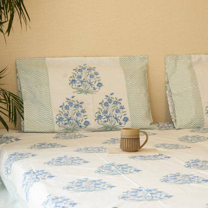 Blue Haven Pure Cotton King Size Bedsheet Set