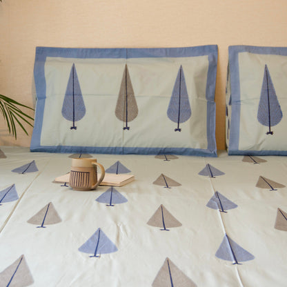 Blue Cypress Pure Cotton King Size Bedsheet Set