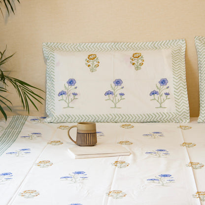 Floral Oasis Pure Cotton King Size Bedsheet Set