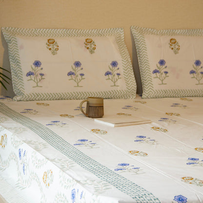 Floral Oasis Pure Cotton King Size Bedsheet Set