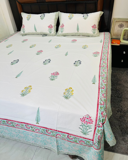 Bagh-Bahar cotton bedsheet set - Heritagewear