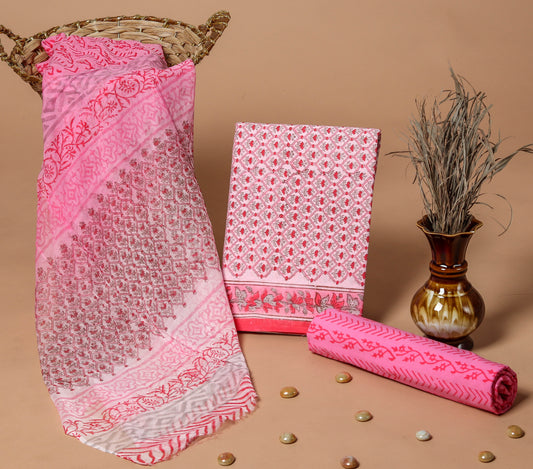 Cotton Suit with Chiffon Dupatta