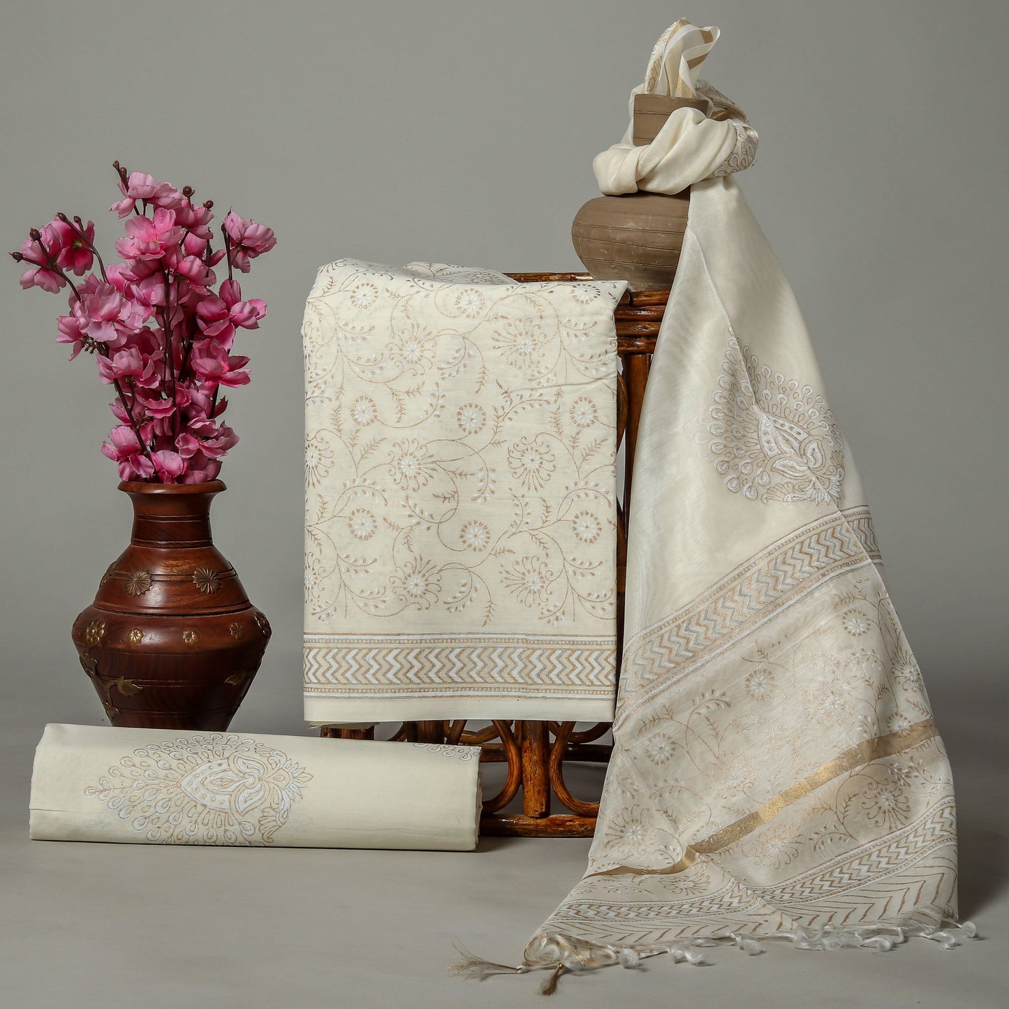 Cotton Suit with Chanderi Dupatta