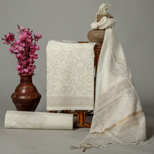 Cotton Suit with Chanderi Dupatta