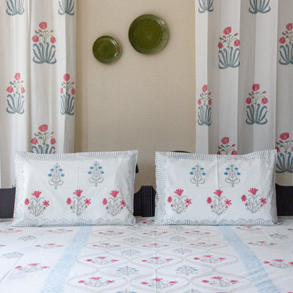 Tulip Tapestry Hand Block Printed Cotton King Size Bedsheet Set