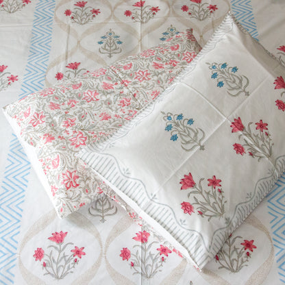 Tulip Tapestry Hand Block Printed Cotton King Size Bedsheet Set