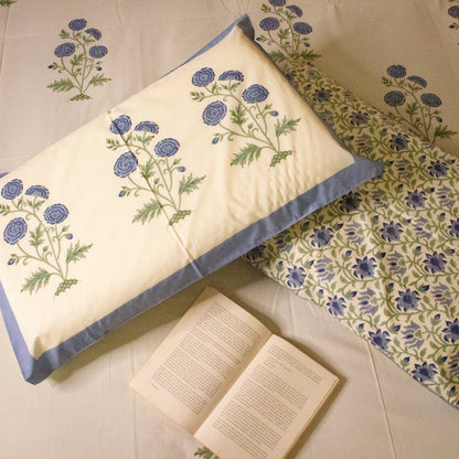 Blue Bell Hand Block Printed Cotton King Size Bedsheet Set