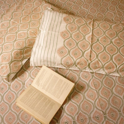 Magnolia Hand Block Printed Bedsheet Pure Cotton Super King Bedsheet by Heritagewear