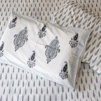 Ash Hand Block Printed Cotton King Size Bedsheet Set