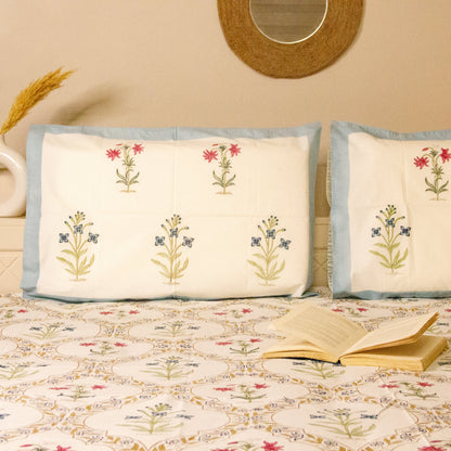 Eden Hand Block Printed Bed Sheets Pure Cotton Super King Bedsheet by Heritagewear