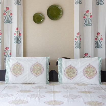 Buttercup Bliss Hand Block Printed Bed Sheet pure cotton Super King bedsheet set by Heritagewear