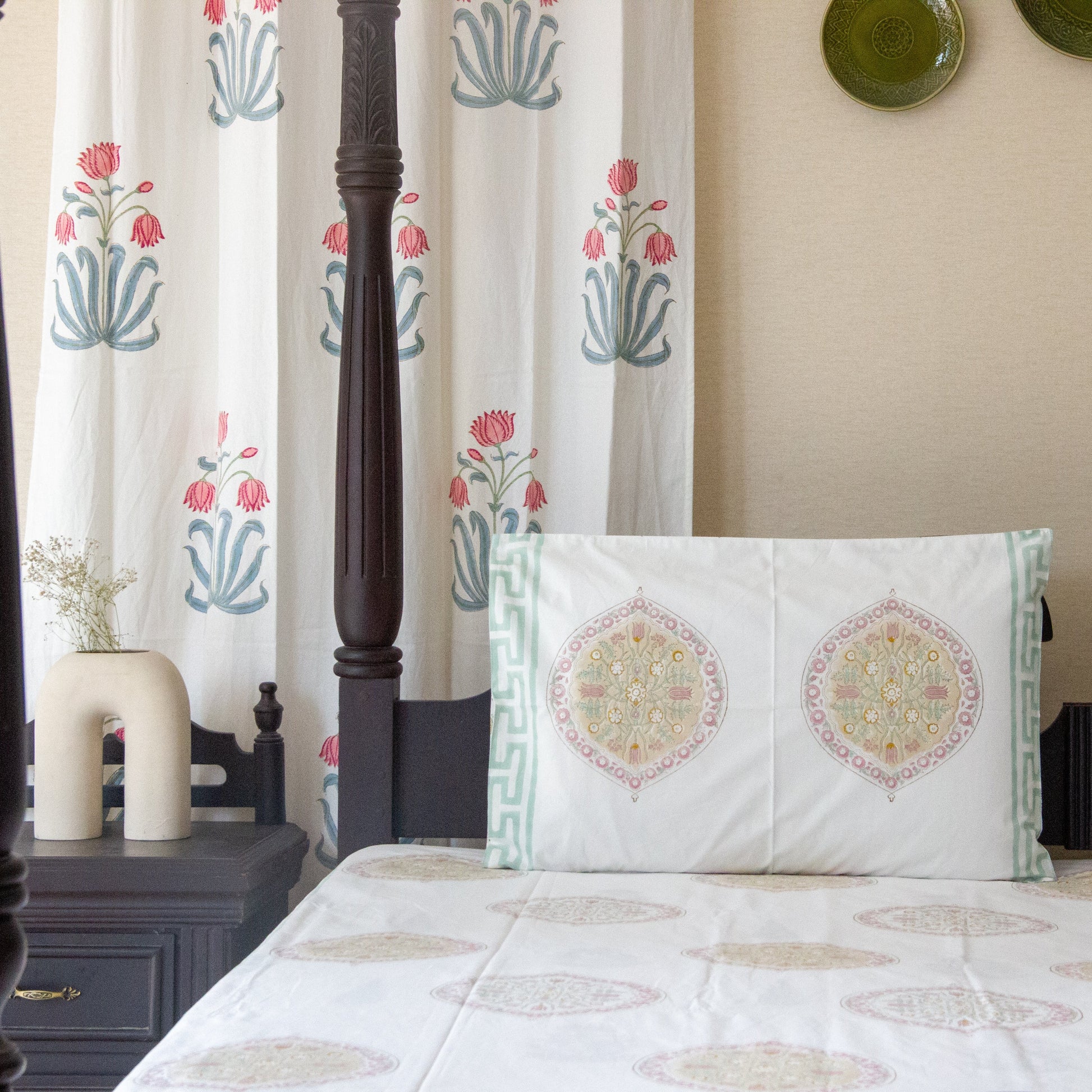 Buttercup Bliss Hand Block Printed Bed Sheet Pure Cotton Super King Bedsheet by Heritagewear
