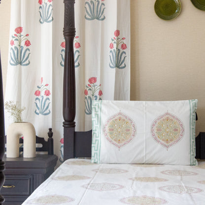 Buttercup Bliss Hand Block Printed Bed Sheet Pure Cotton Super King Bedsheet by Heritagewear