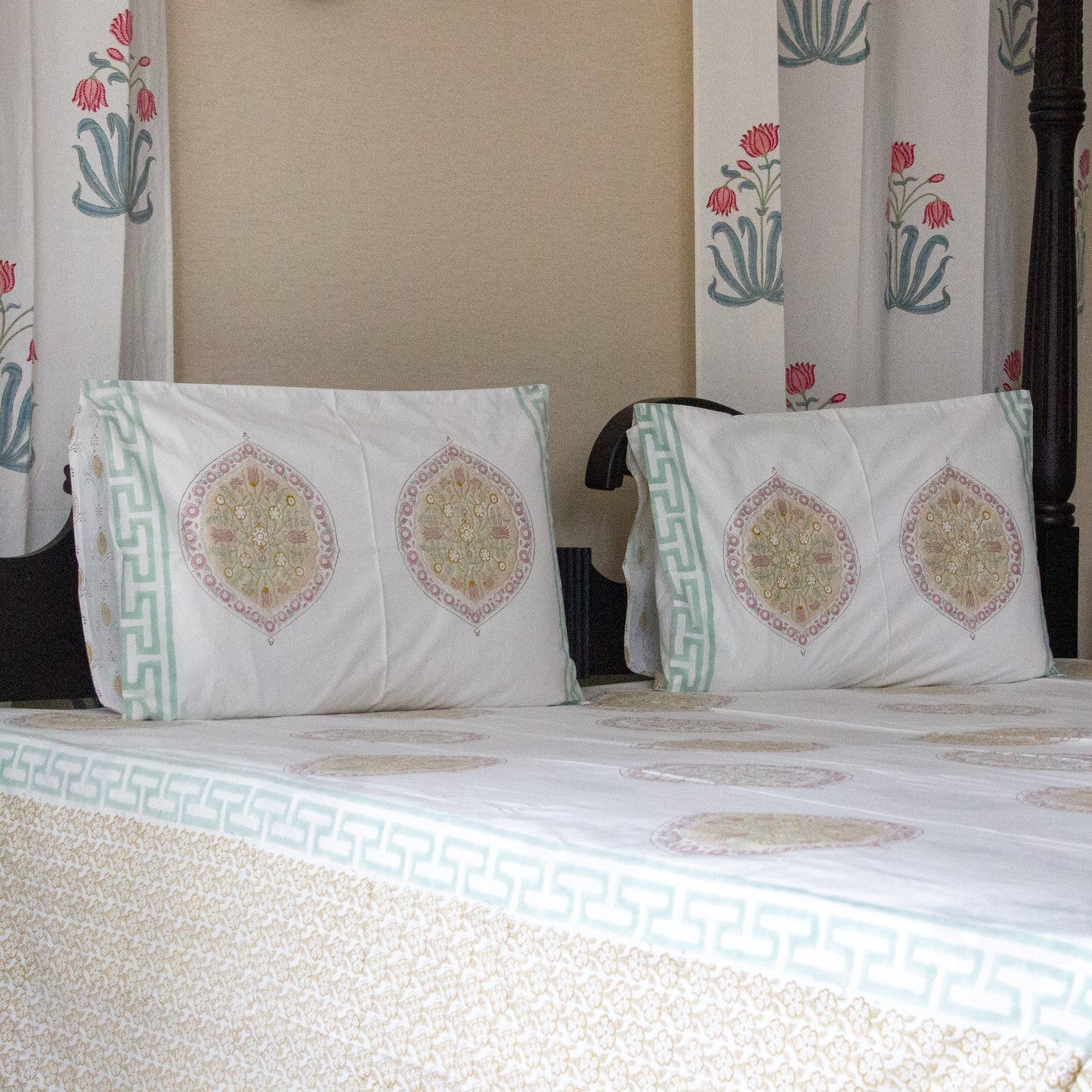 Buttercup Bliss Hand Block Printed Bed Sheet Pure Cotton Super King Bedsheet by Heritagewear