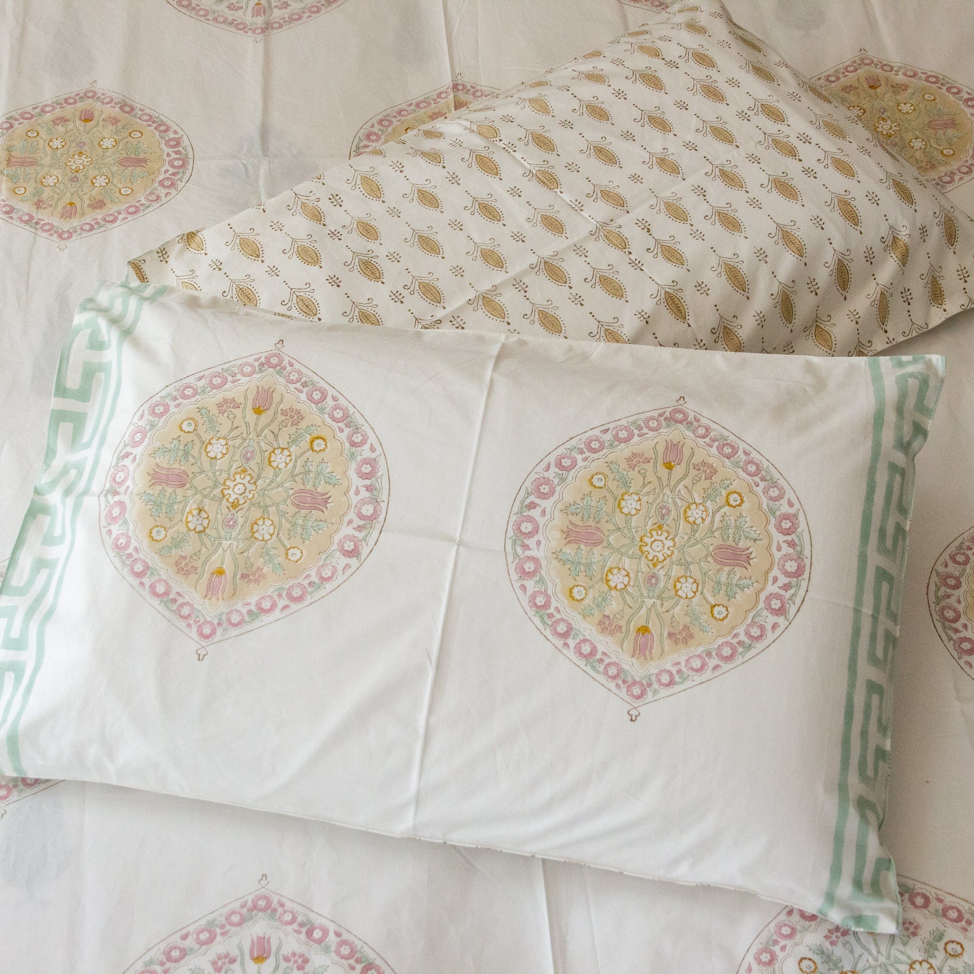 Buttercup Bliss Hand Block Printed Bed Sheet Pure Cotton Super King Bedsheet by Heritagewear