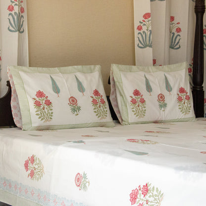 Hibiscus Harmony Bedsheet Pure Cotton Super King Bedsheet by Heritagewear