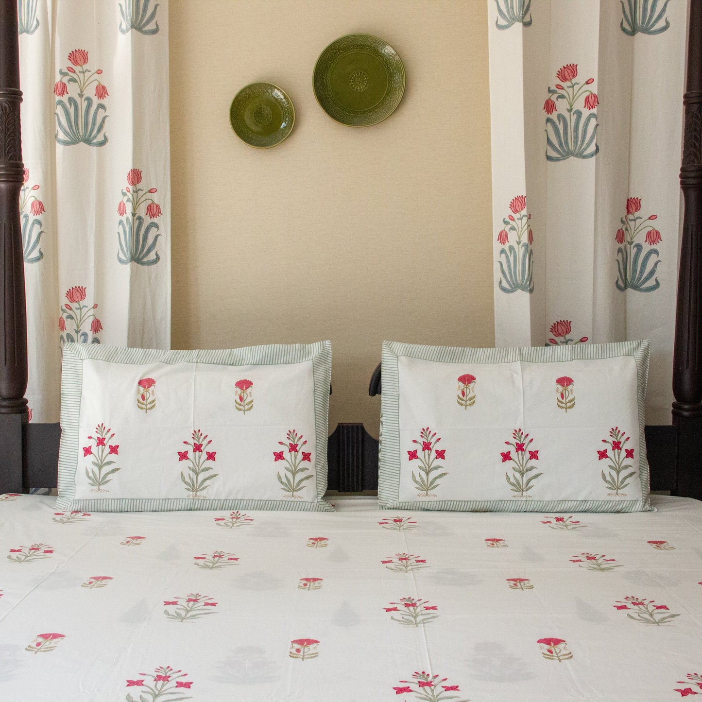 Cherry Blossom Breeze pure cotton Super King bedsheet set by Heritagewear