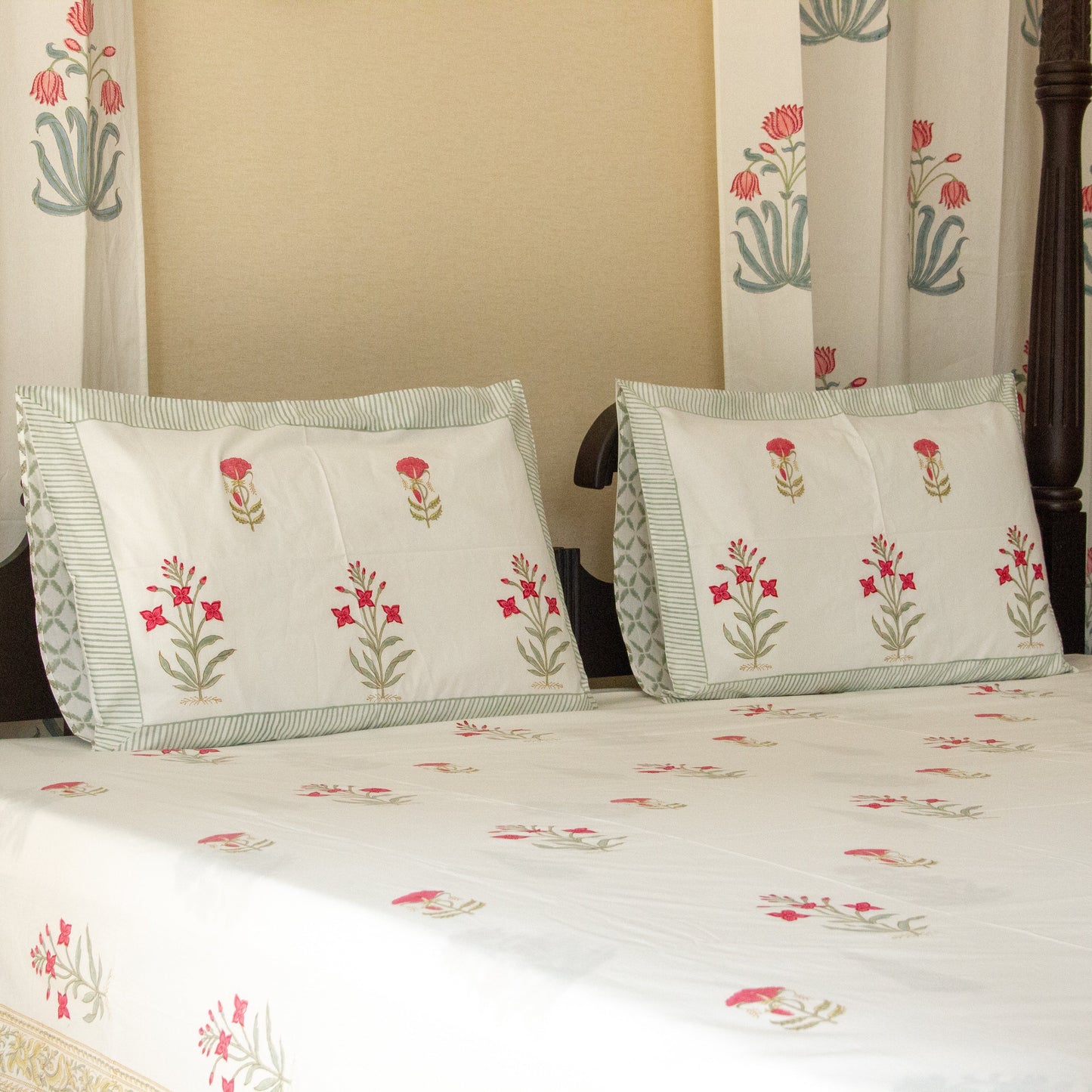 Cherry Blossom Breeze Pure Cotton Super King Bedsheet by Heritagewear