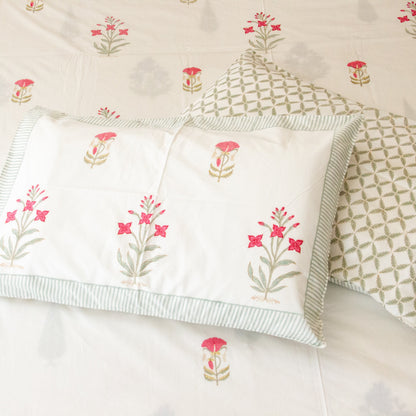 Cherry Blossom Breeze Pure Cotton Super King Bedsheet by Heritagewear