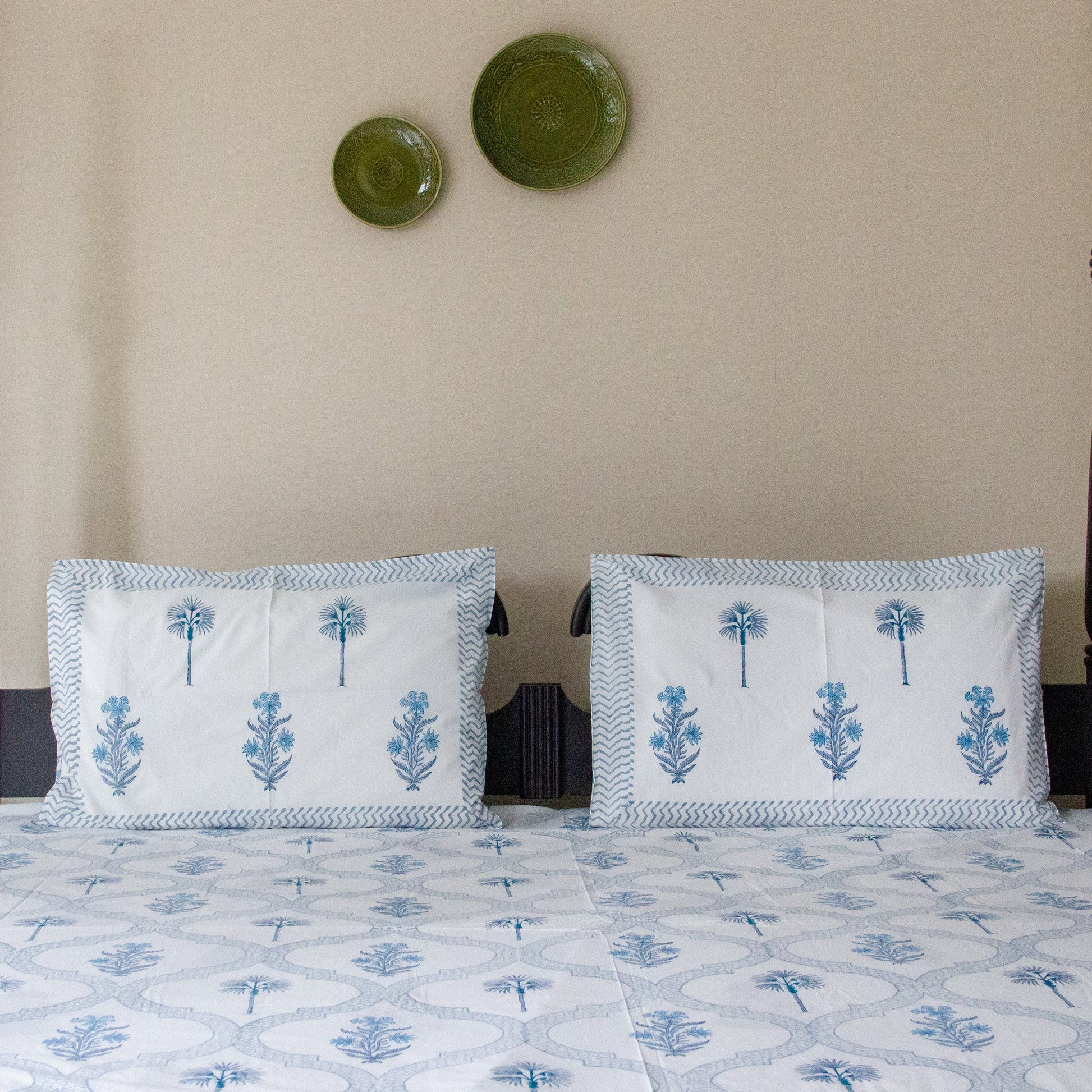 Bluebell Bliss Hand Block Printed Bed Sheet Pure Cotton Super King Bedsheet by Heritagewear