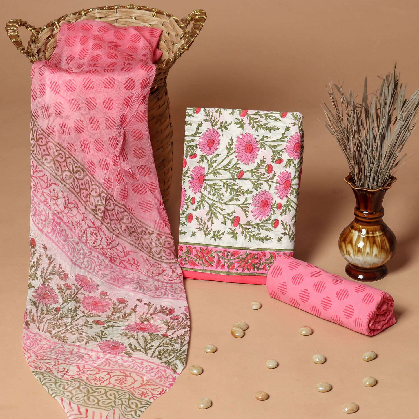 Cotton Suit with Chiffon Dupatta