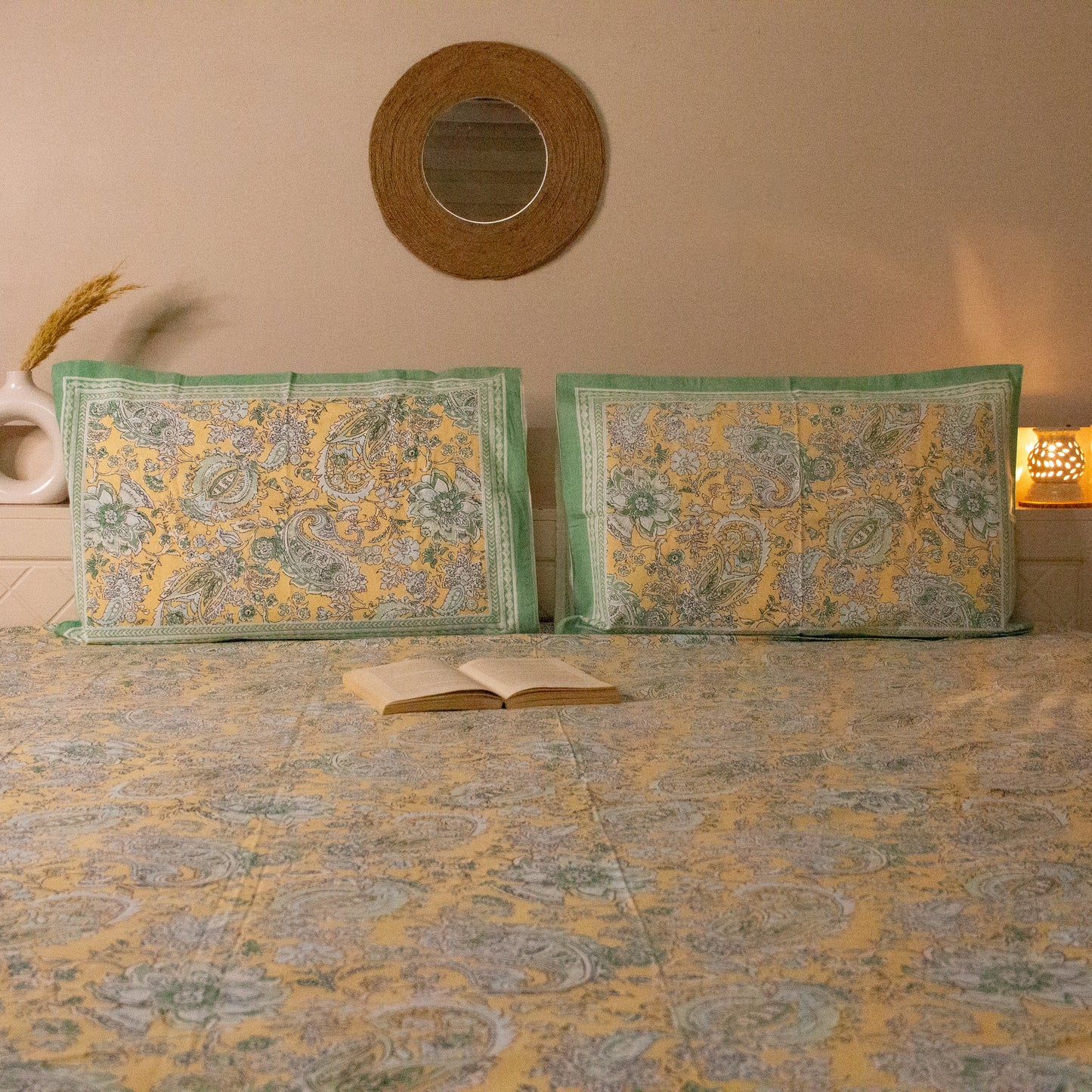 Blossom Green Pure Cotton King Size Bedsheet Set