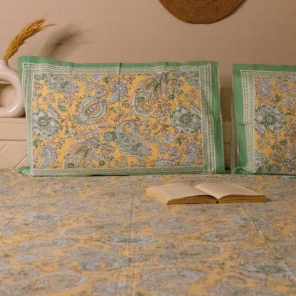 Blossom Green Pure Cotton King Size Bedsheet Set