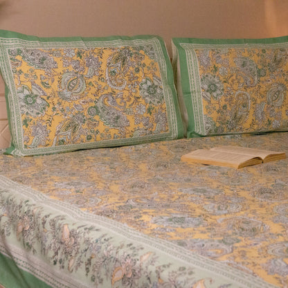 Blossom Green Pure Cotton King Size Bedsheet Set