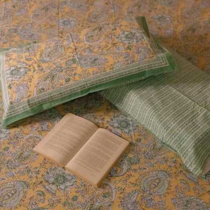 Blossom Green Pure Cotton King Size Bedsheet Set
