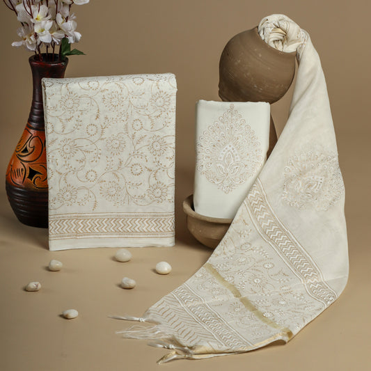 Cotton Suit with Chanderi Dupatta