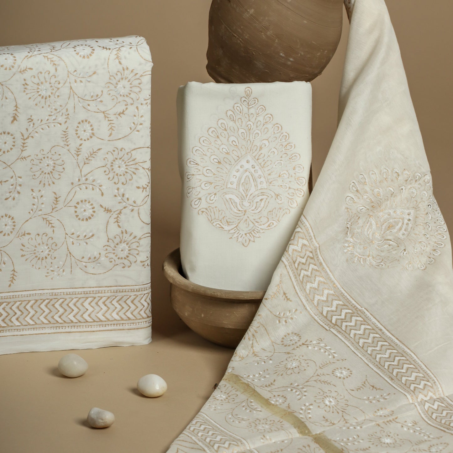 Cotton Suit with Chanderi Dupatta