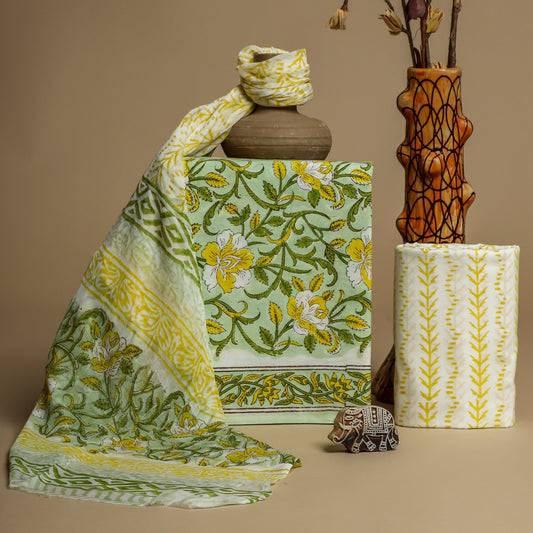 Cotton Suit with Chiffon Dupatta