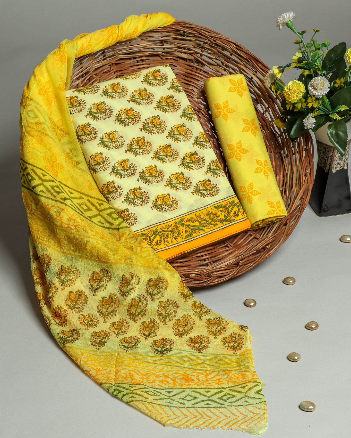 Cotton Suit with Chiffon Dupatta