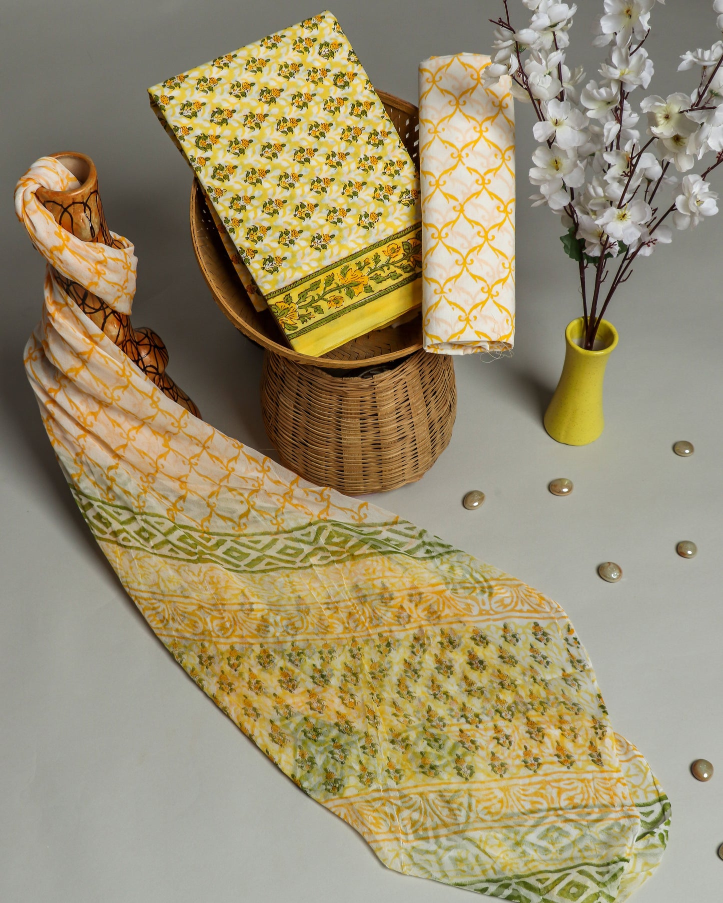 Cotton Suit with Chiffon Dupatta