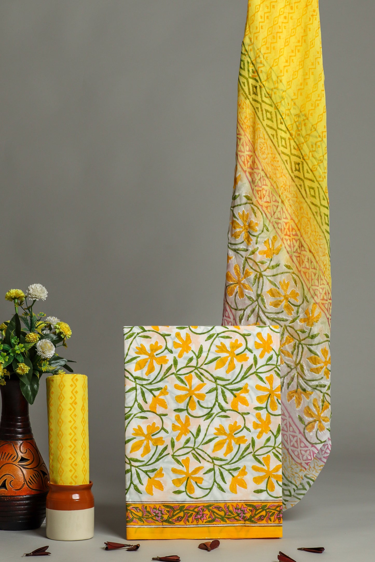 Cotton Suit with Chiffon Dupatta