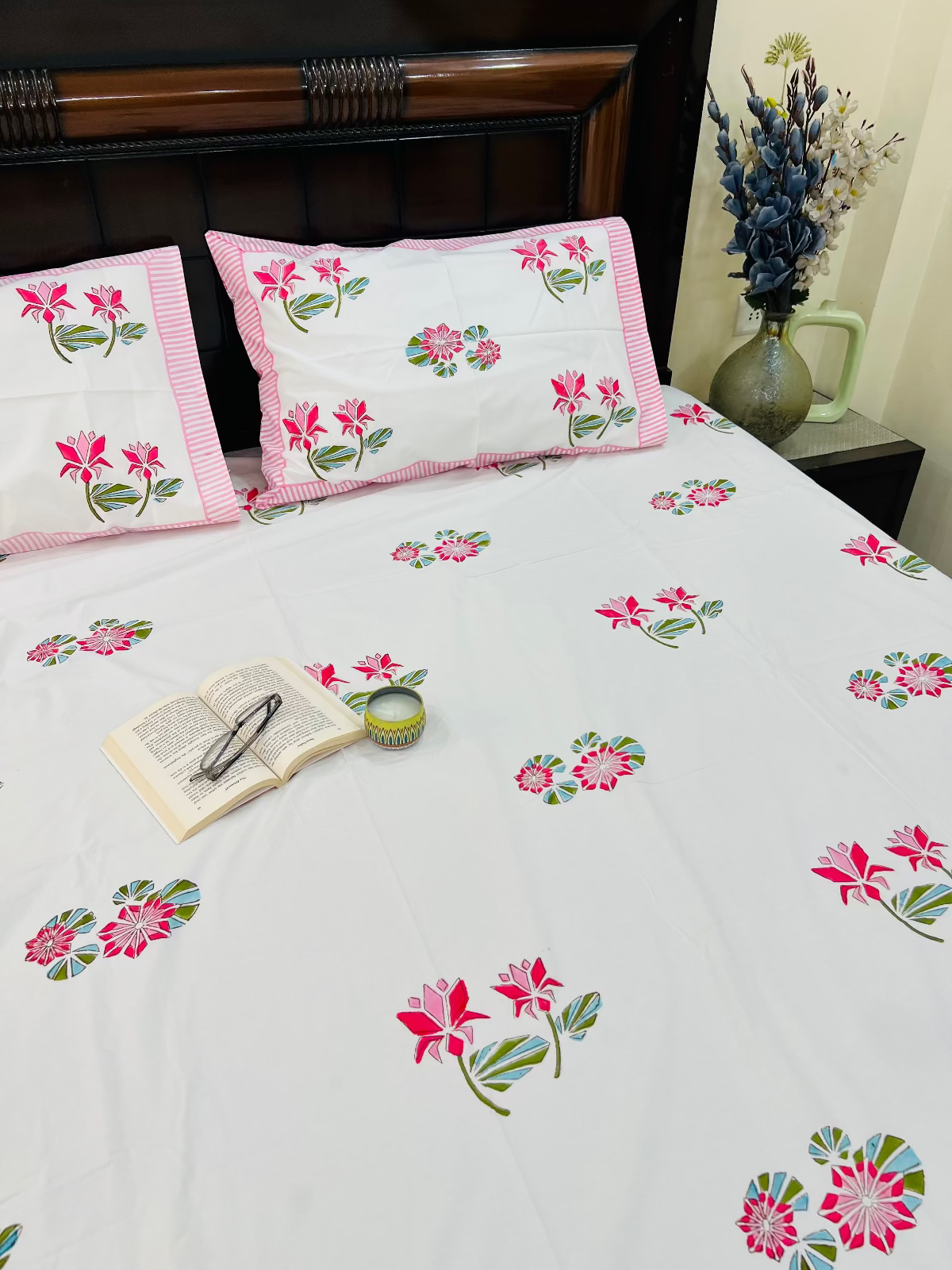 Two Lotus cotton bedsheet set - Heritagewear